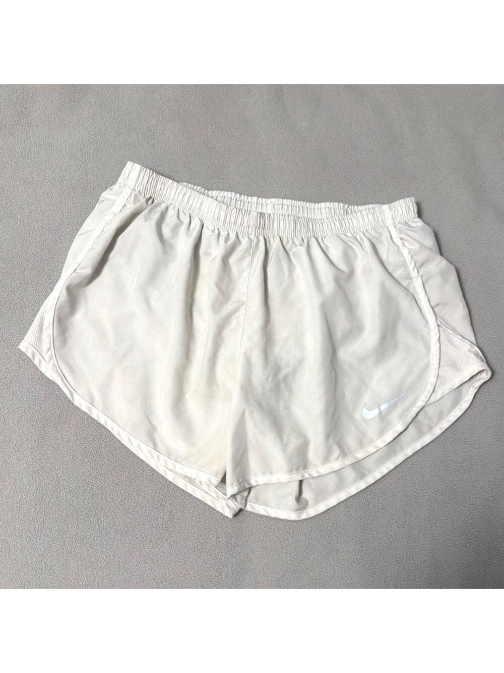 Nike Dri-Fit Womens Running Shorts White Elastic Waist M